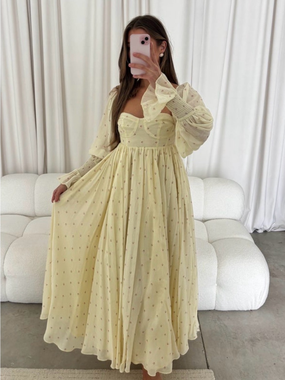 Rare Worth Collective Dear Skye Puff Sleeve S Floral Maxi Dress NWT cottagecore